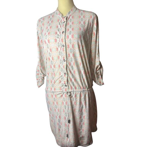 Cabana Life UPF 50+ Sun Protection Shirt Dress, Geometric Print, Large - Picture 1 of 8